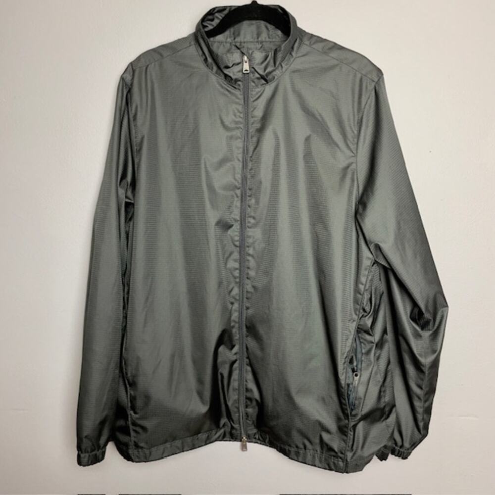 Greg Norman M/M Full-Zip Windbreaker Golf Jacket Gray Country Club Active Light